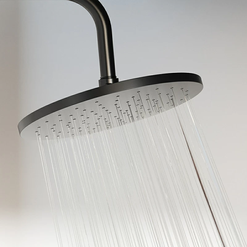 Душевая система Damixa Jupiter 977750300 стойка с тропическим душем, термостатом, смесителем, черная матовая