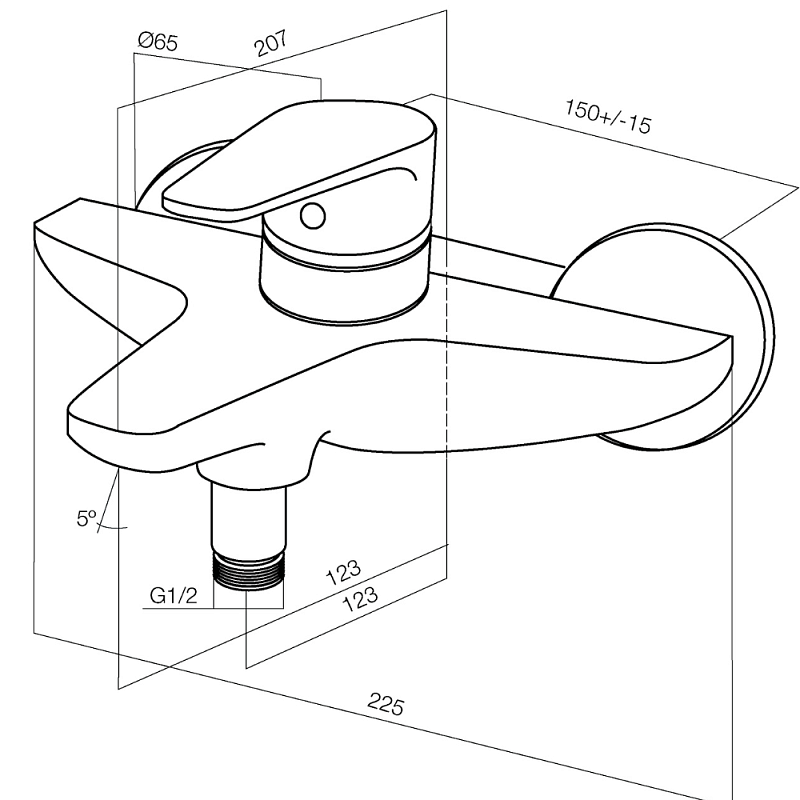 Смеситель для ванны и душа AM.PM Inspire F5010000 хром
