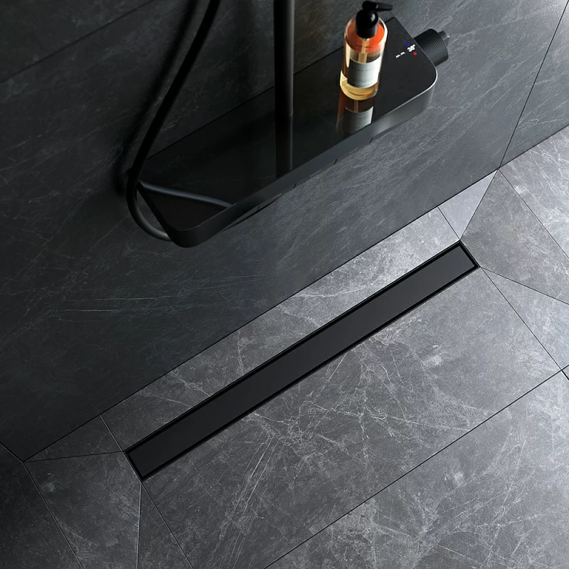 Душевой трап (лоток) 80 AM.PM MasterFlow W01SC-U11-080-04BM комбинированный затвор с черной матовой решеткой под плитку