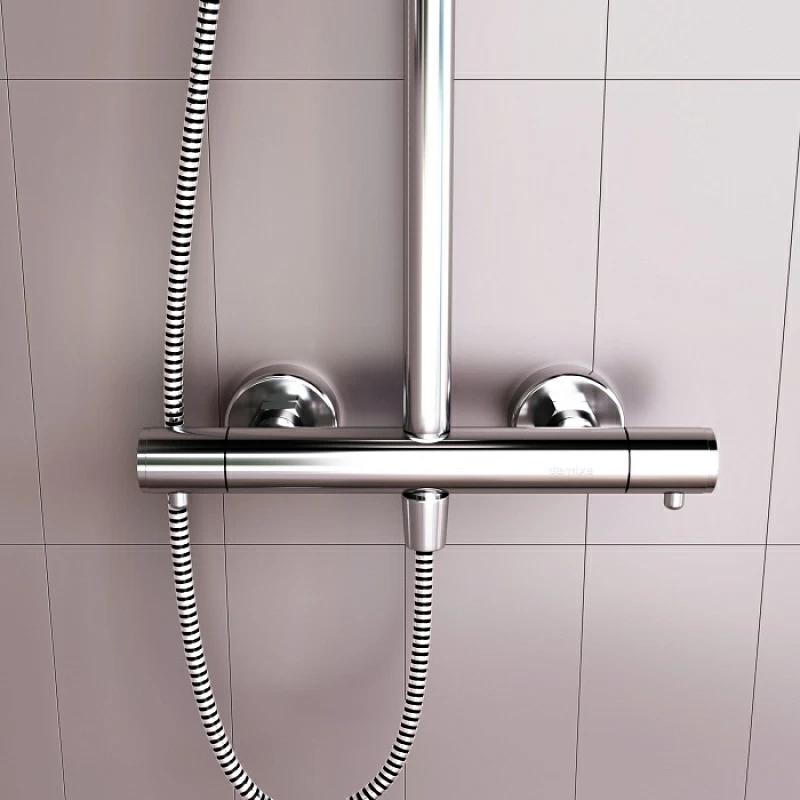 Душевая система Damixa Option DX218092000 стойка с тропическим душем, термостатом, смесителем, хром