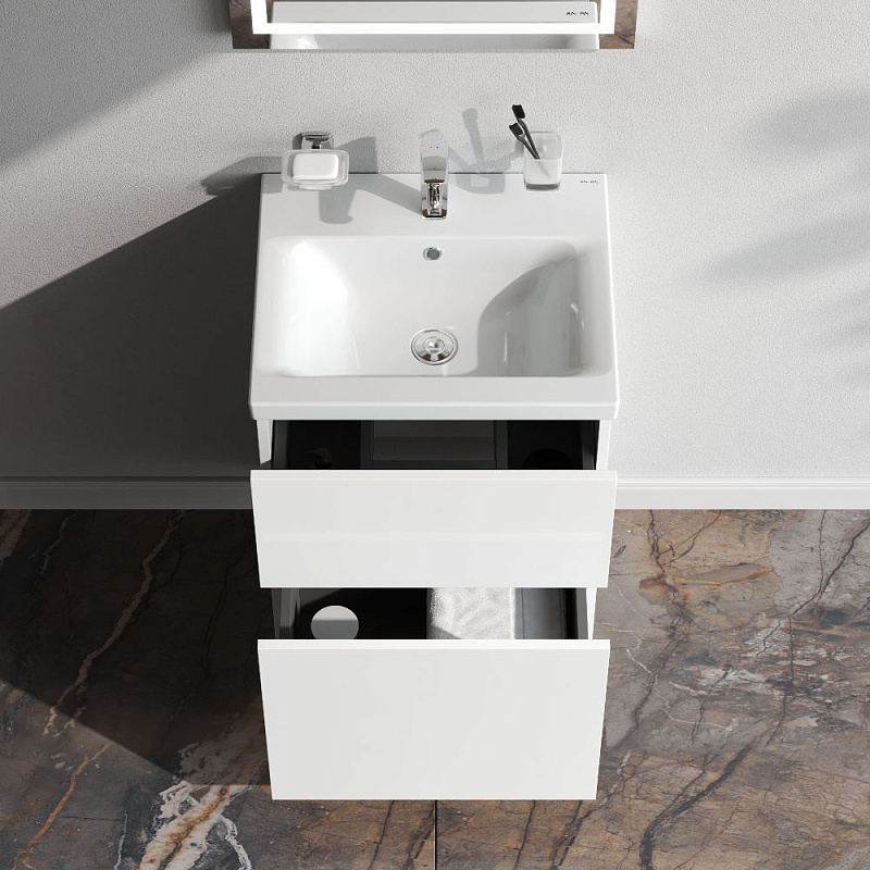 Тумба под раковину 50 AM.PM Gem M90FSX0502WG напольная белый глянец
