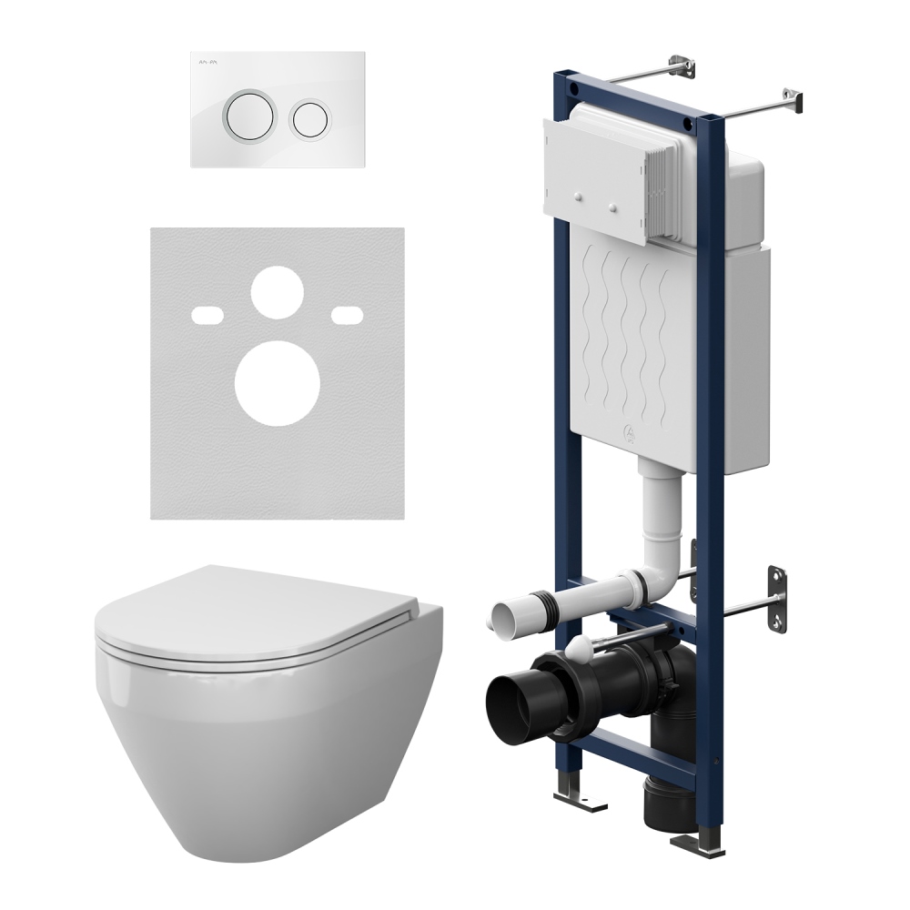 Инсталляция ErgoFit с подвесным унитазом Aquaspin и клавишей Spirit V2.0 IS110101.701900, Синий; белый