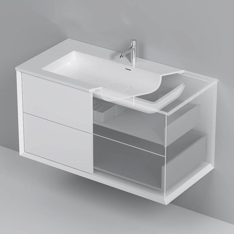 Тумба с раковиной 100 AM.PM Libre M60-FHX1002WM-WPC100SWM подвесная белая матовая