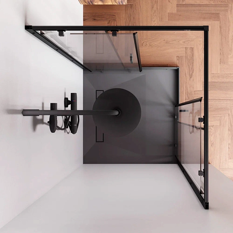 Душевое ограждение без поддона 90x90 AM.PM Gem S W93G-403-090BT профиль черный матовый