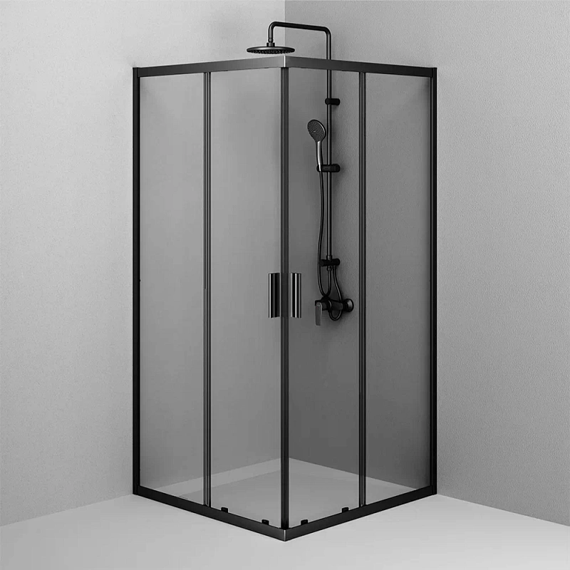 Душевое ограждение без поддона 100x100 AM.PM Gem W90G-403-100100-BT профиль черный матовый
