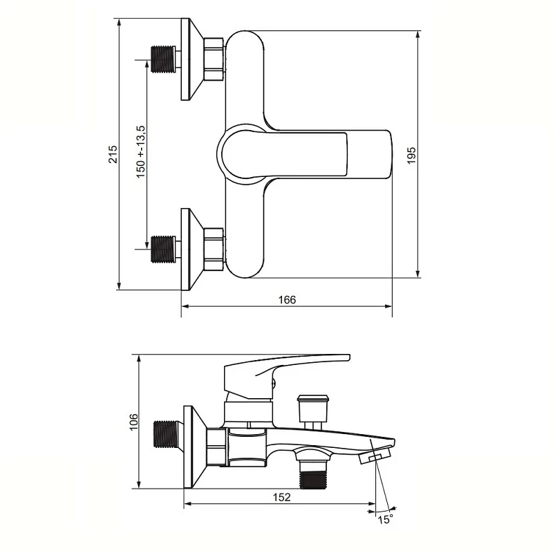 Смеситель для ванны и душа Damixa Eclipse 2.0 481000000 хром