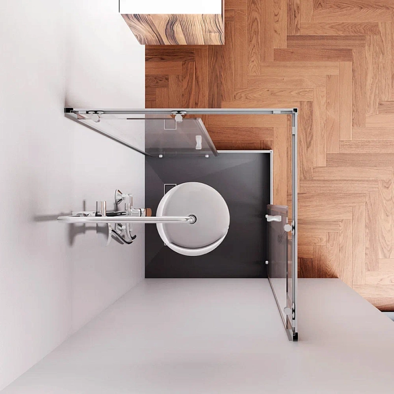 Душевое ограждение без поддона 80x80 AM.PM Sunny W87G-403-8080-MT профиль серебристый