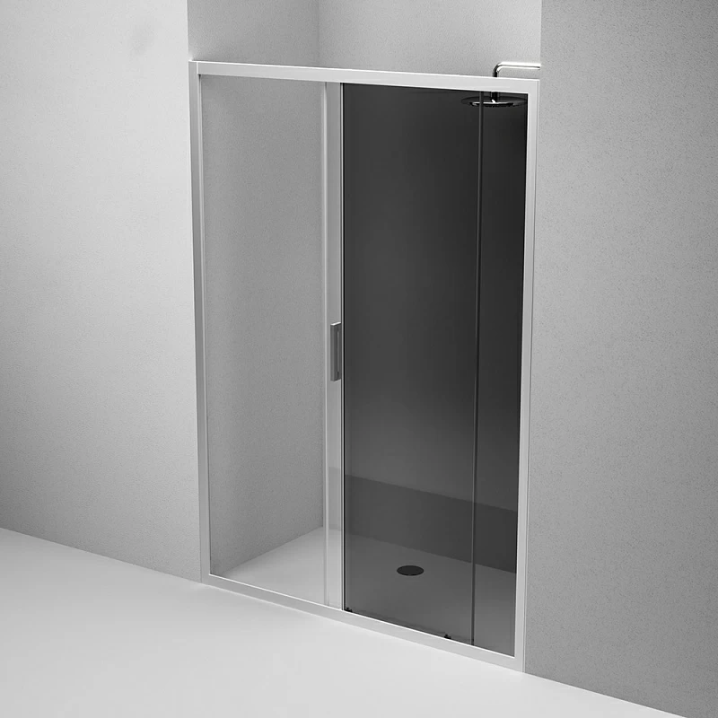 Душевая перегородка с дверью 140x195 AM.PM Gem W90G-140-1-195MG тонированное стекло, профиль серебристый