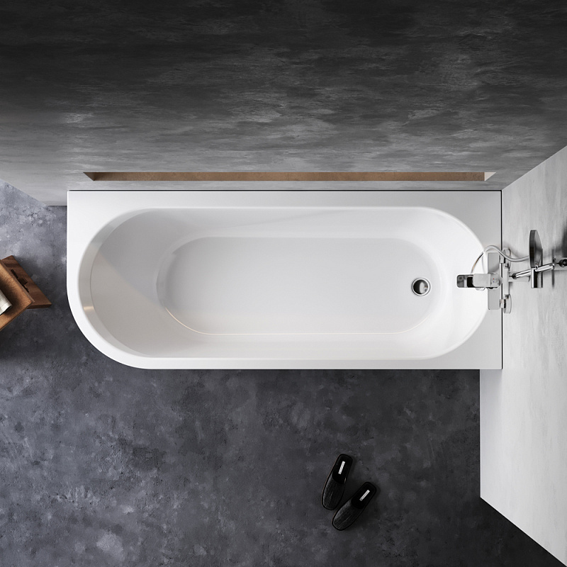 Ванна акриловая 170x70 AM.PM X-Joy W94A-170R70W-ARP ассиметричная с каркасом и панелью, белая глянцевая