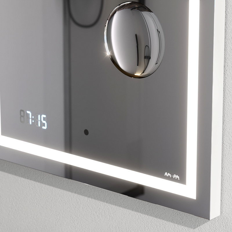 Зеркало с подсветкой в ванную прямоугольное 55 AM.PM Gem M91AMOX0553WG сенсорное с часами и косметическим зеркалом