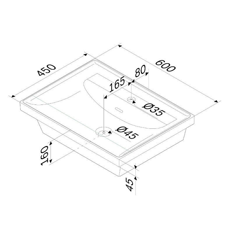 Раковина мебельная 60 AM.PM Above M9XWCC0600WG белая встраиваемая
