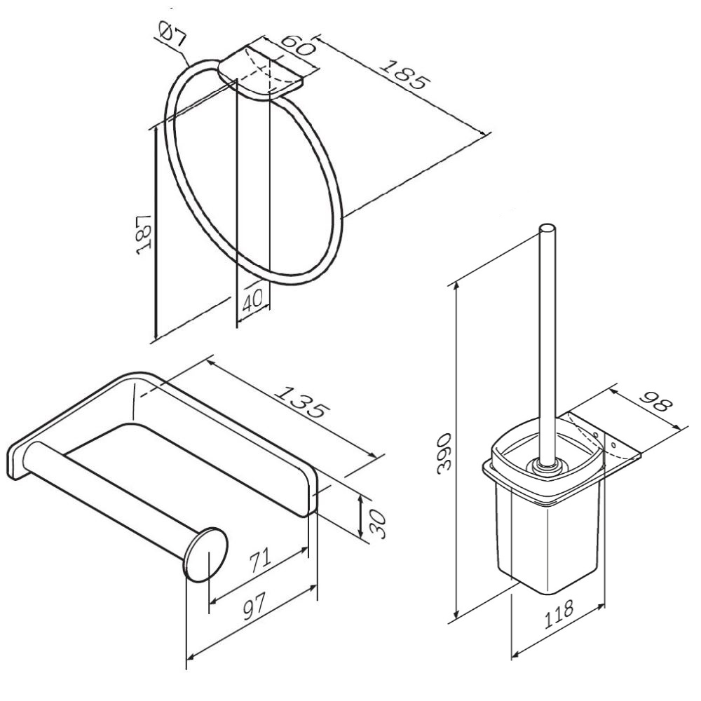 Набор аксессуаров для зоны туалета Inspire V2.0 AK50T0803W, Хром
