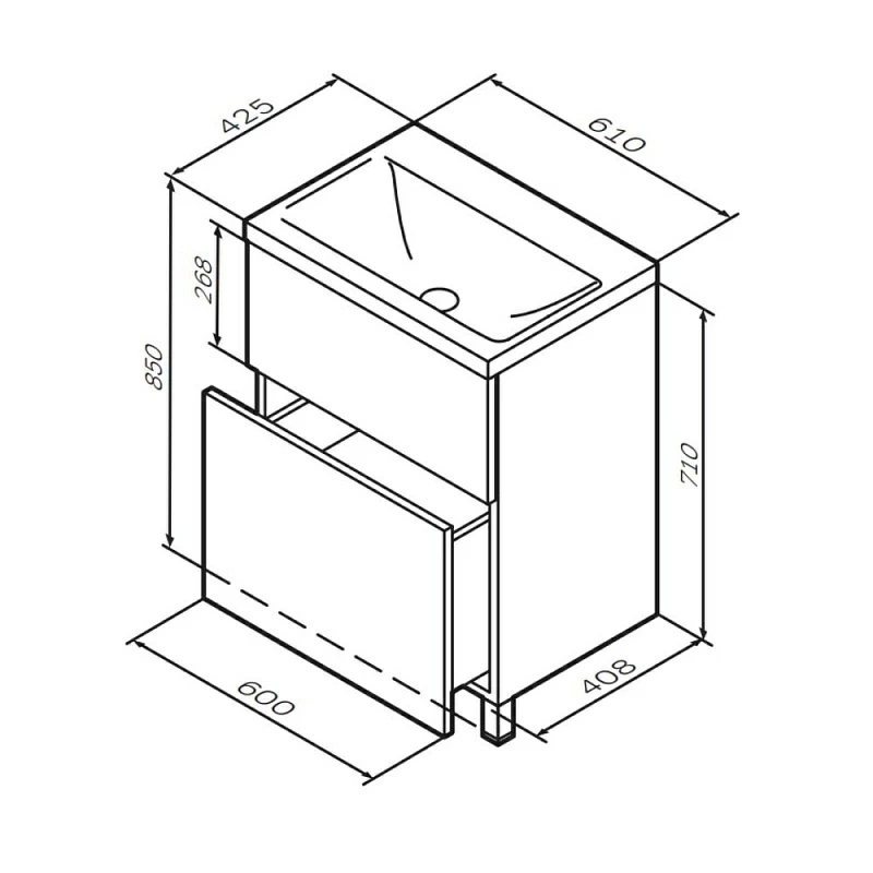 Тумба под раковину 60 AM,PM Gem M90FSX0602HF напольная под дерево орех