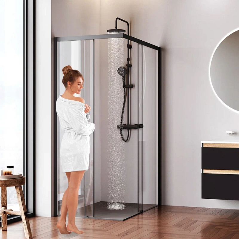 Душевое ограждение без поддона 120х80 AM.PM X-Joy W94G-403-12080-BT профиль черный матовый