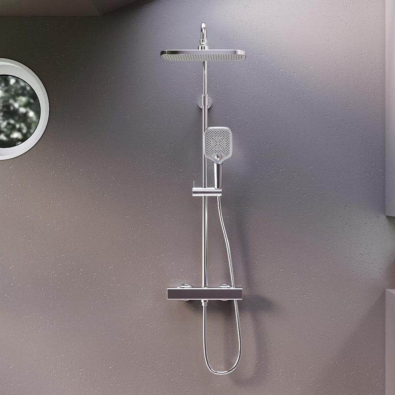 Душевая система Damixa Gala 953800000 стойка с тропическим душем, термостатом, смесителем, хром