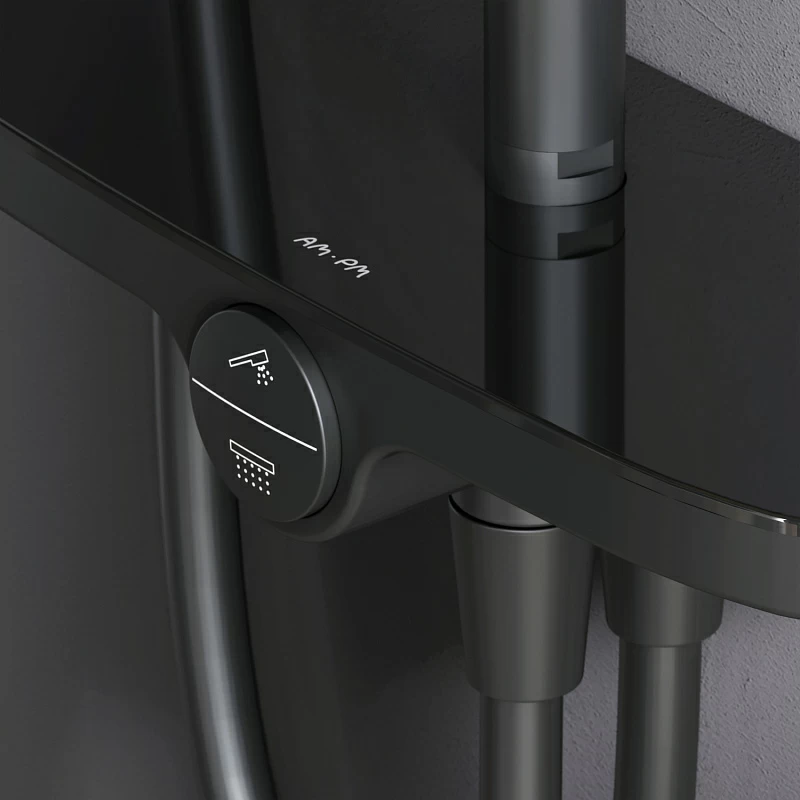 Душевая система AM.PM Like F0780222 стойка с тропическим душем, черная матовая