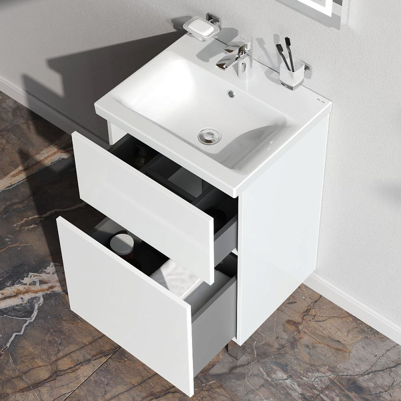 Тумба под раковину 50 AM.PM Gem M90FSX0502WG напольная белый глянец