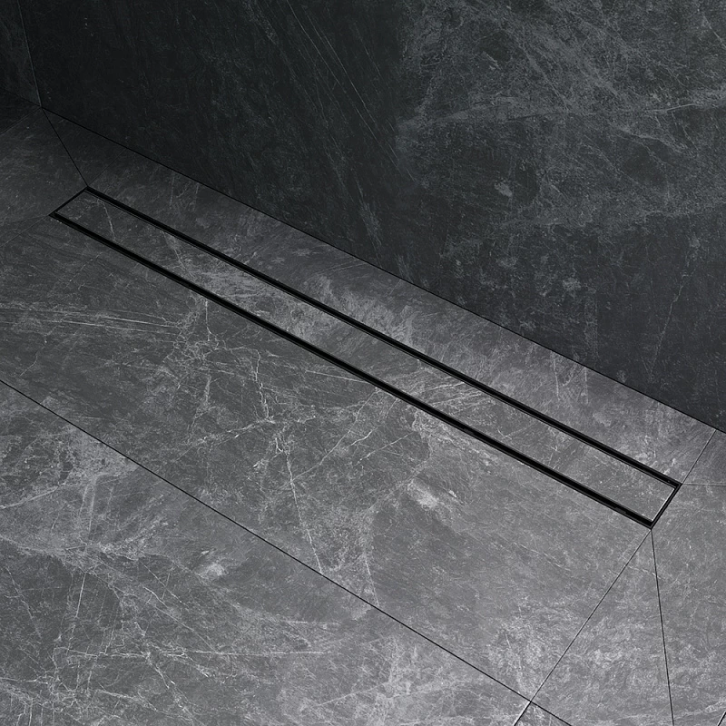 Душевой трап (лоток) 90 AM.PM PrimeFlow W02SC-U11-090-04BM комбинированный затвор с черной матовой решеткой под плитку