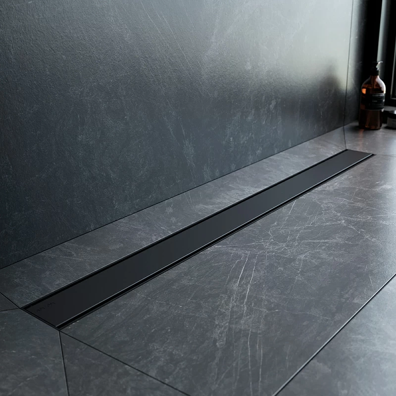 Душевой трап (лоток) 90 AM.PM PrimeFlow W02SC-U11-090-04BM комбинированный затвор с черной матовой решеткой под плитку