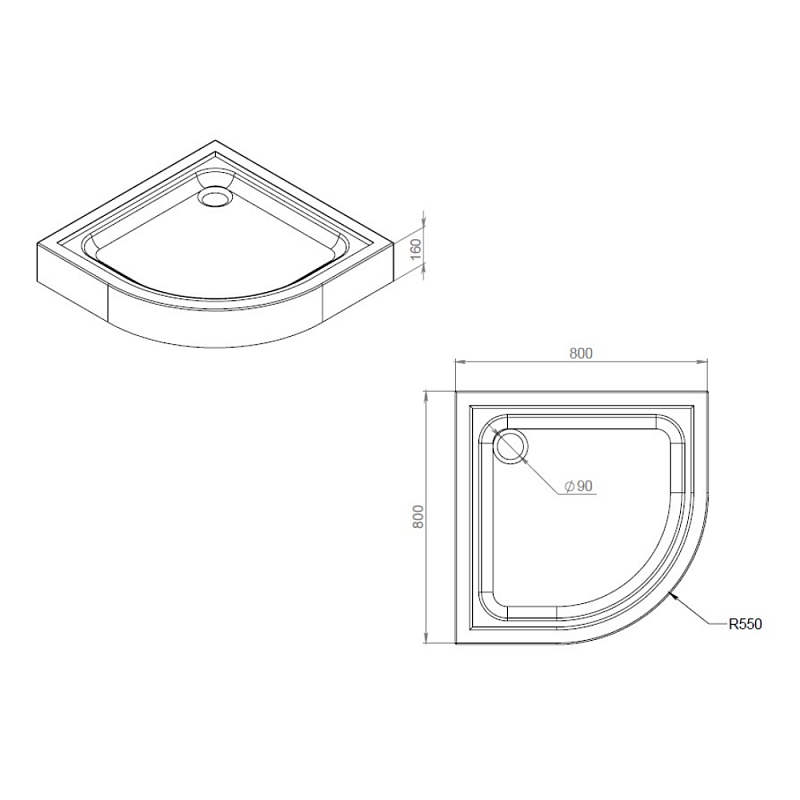 Поддон душевой 80x80 AM.PM Gem W90T-401-080W белый + сифон