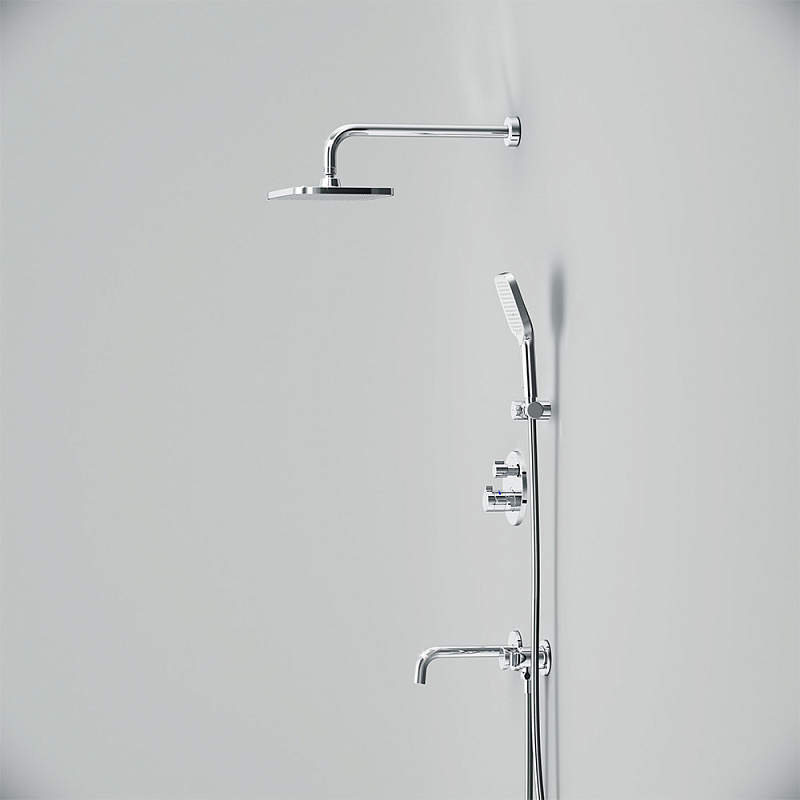 Встраиваемая душевая система AM.PM X-Joy FT85A3RH40 хром: тропический верхний душ, излив с душевой лейкой, термостат
