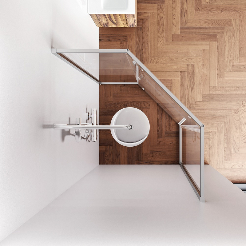 Душевое ограждение без поддона 90x90 AM.PM Gem W90G-405-9090-MT профиль серебристый