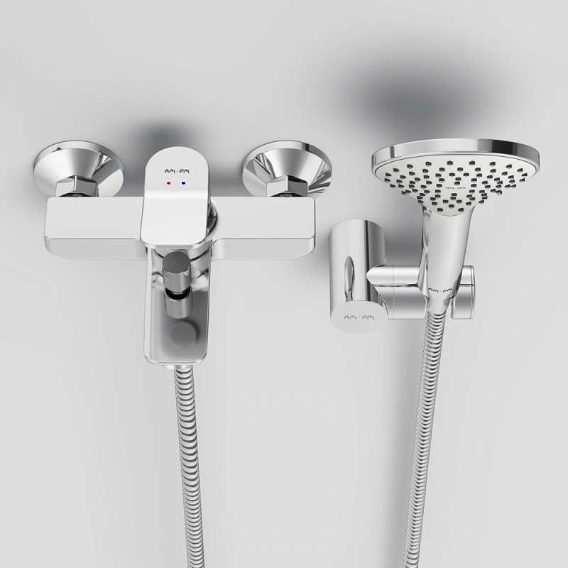 Смеситель для ванны и душа AM.PM X-Joy F85A15000 душевая лейка, шланг 1750, хром