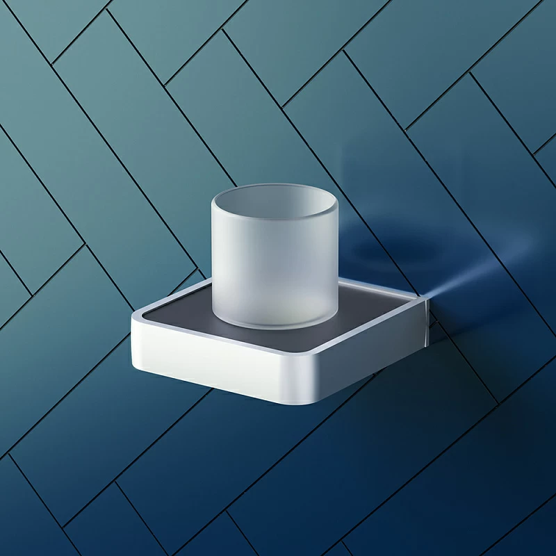 Стакан для зубных щеток настенный Damixa Jupiter DA7734300 стеклянный, хром матовый, черный