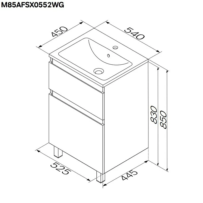Тумба под раковину 55 AM.PM X-Joy M85AFSX0552WG напольная белый глянец
