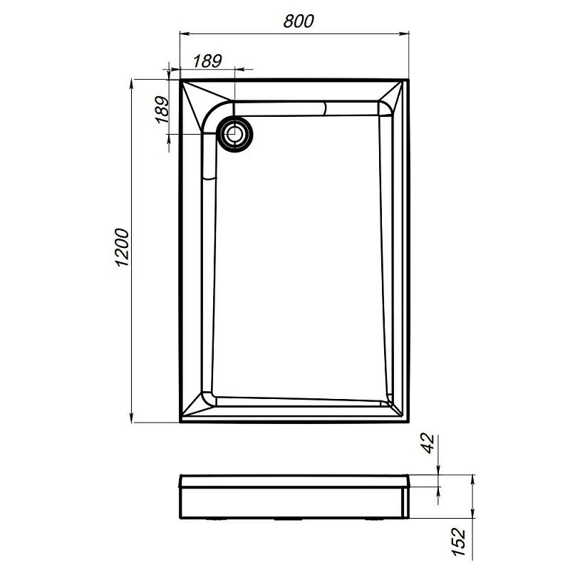 Поддон душевой 80x120 AM.PM Gem W90T-404-12080W белый + сифон