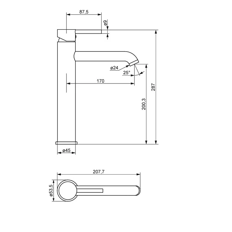 Смеситель для раковины (умывальника) Damixa Scandinavian Pure 360250600 высокий золото