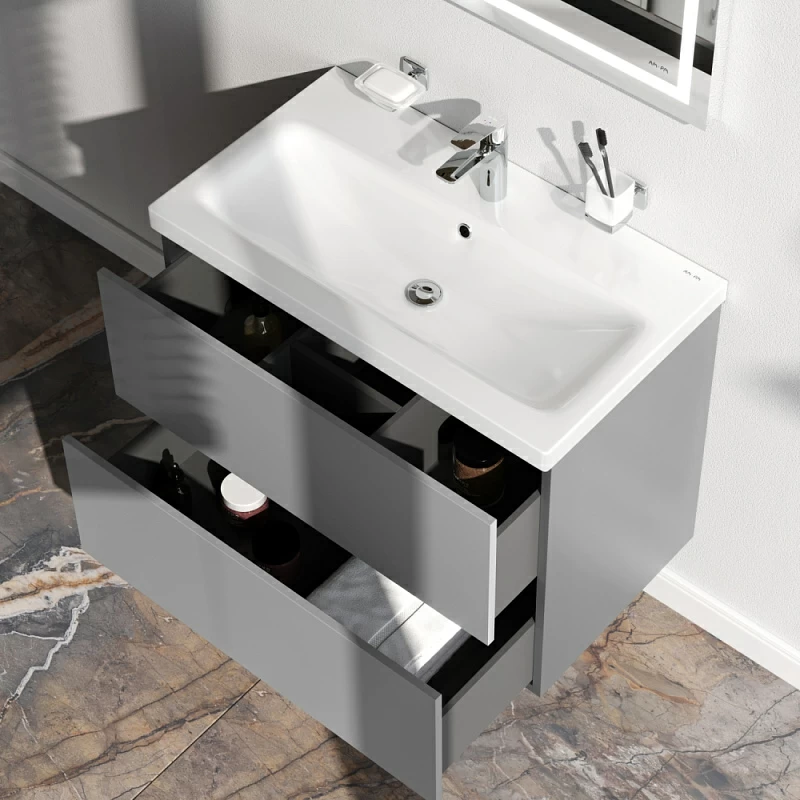 Тумба под раковину 75 AM.PM Gem M90FHX07522GM подвесная графит матовый