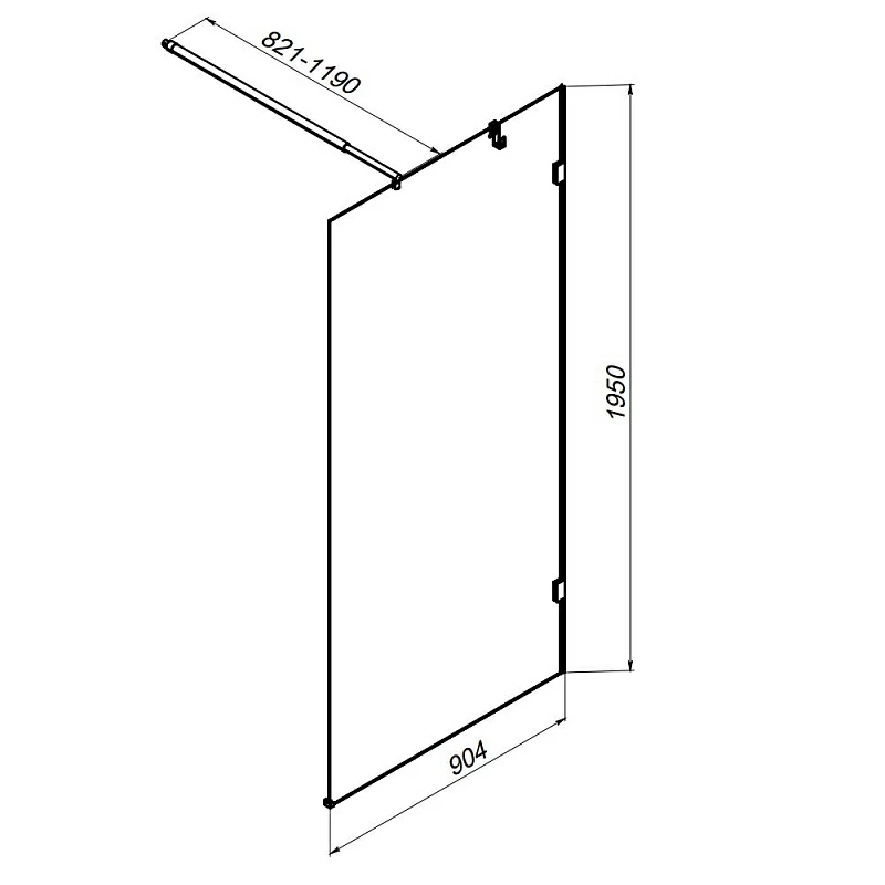 Душевая перегородка 90x195 AM.PM X-Joy W94WI-90-F1-BTE прозрачное стекло, профиль черный матовый