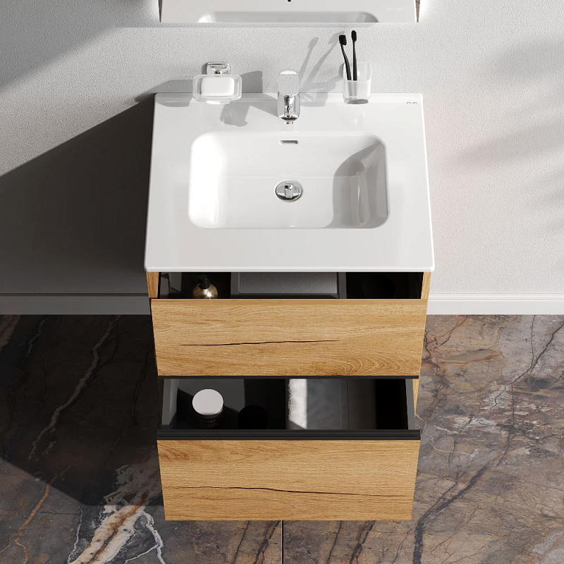 Тумба с раковиной 60 AM.PM Sense M7B-FUX0602OF-WCC0602WG подвесная/напольная на ножках, светлое дерево