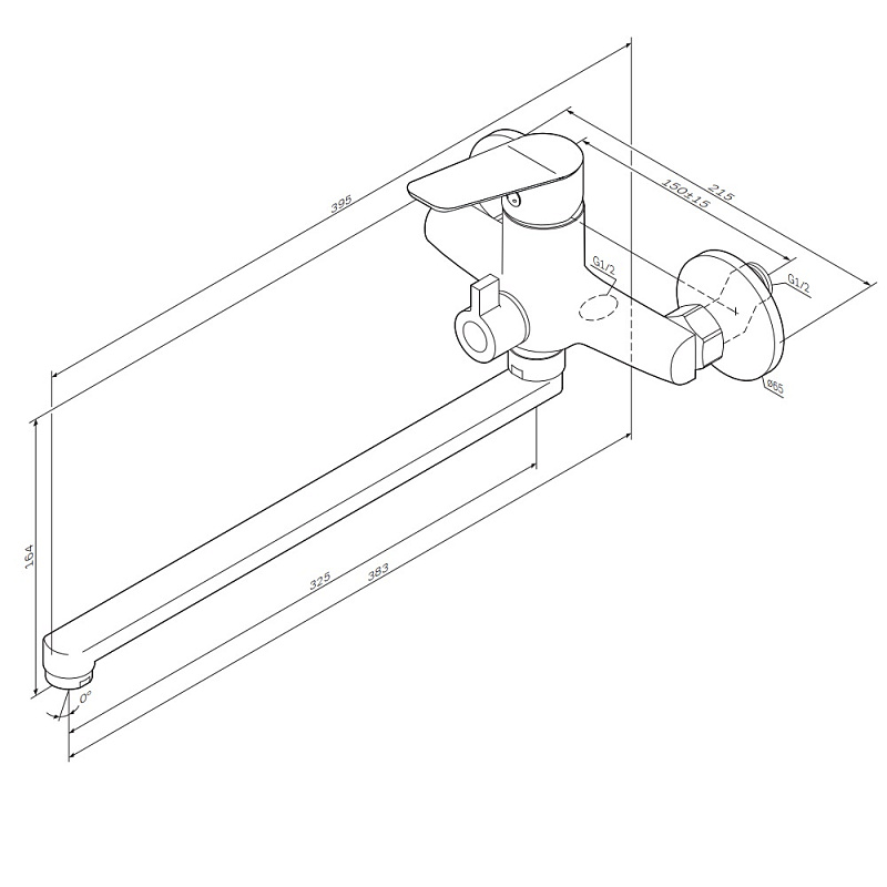Смеситель для ванны и душа AM.PM Crave F9C90200 длинный излив, хром