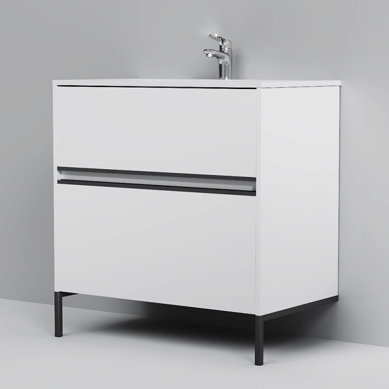 Тумба под раковину 80 AM.PM Sense M7BFUX0802WG подвесная/напольная на ножках, белый глянец