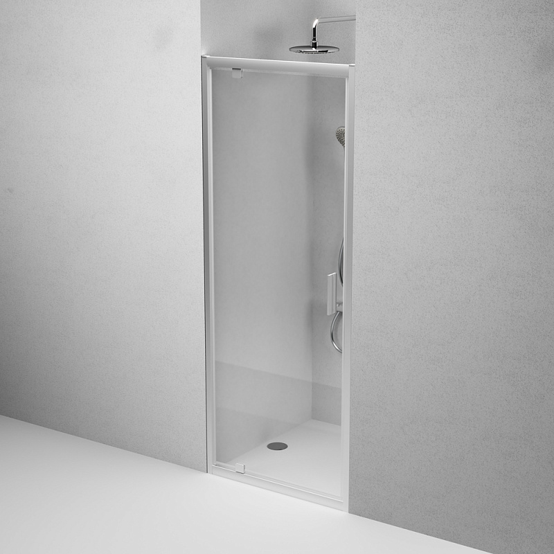 Душевая перегородка с дверью 80x195 AM.PM Gem W90G-80-1P-MT прозрачное стекло, профиль серебристый