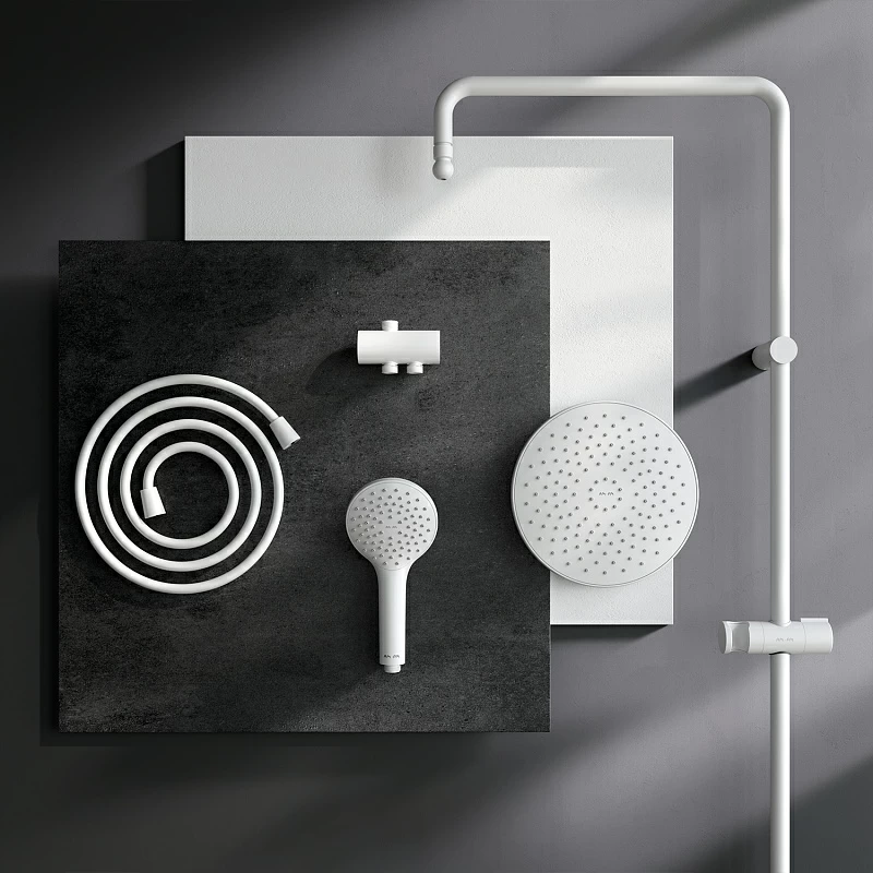 Душевая система AM.PM Gem F0790033 стойка с тропическим душем, белая