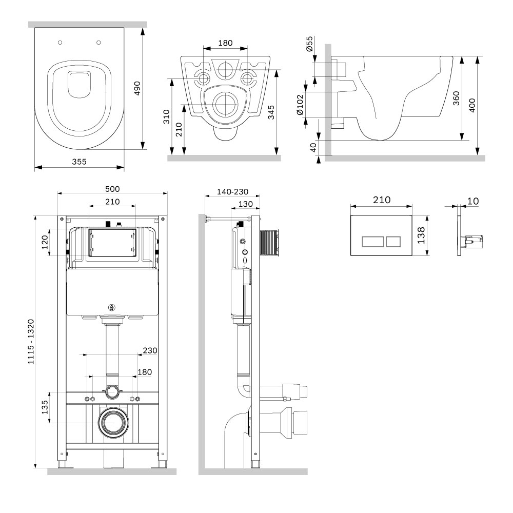 Инсталляция с подвесным унитазом Aquaspin и клавишей Func IS47031.8F1900MB