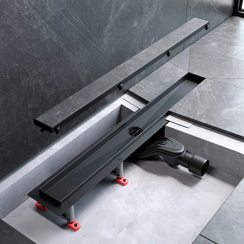 Душевой трап (лоток) 70 AM.PM MasterFlow W01SC-U11-070-04BM комбинированный затвор с черной матовой решеткой под плитку