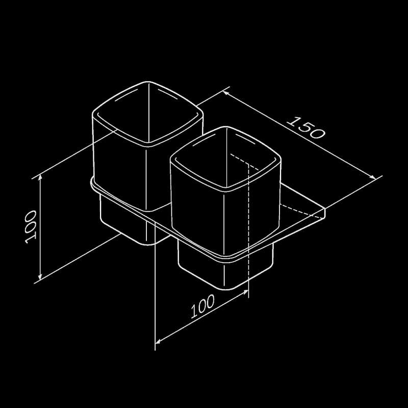 Стакан для зубных щеток настенный двойной AM.PM Inspire 2.0 A50A343400 стеклянный, хром