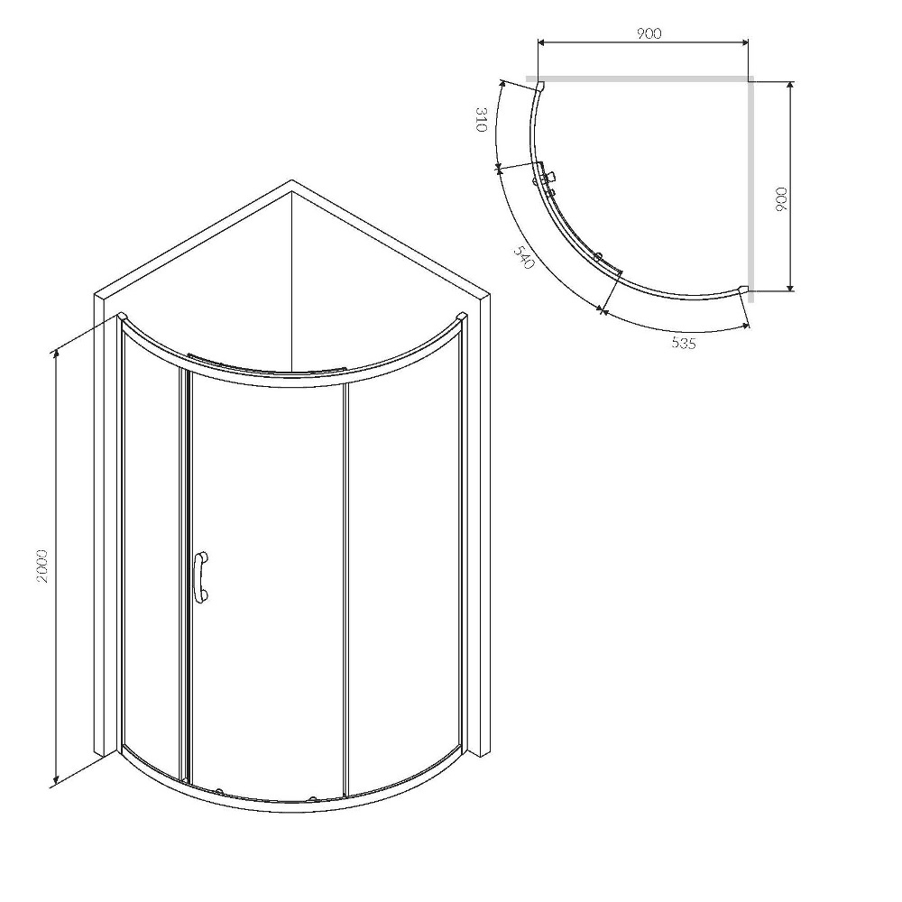 Душевое ограждения 90x90 см, без поддона Like W83UG-315-090MT, Стекла прозрачные; профиль глянцевый хром