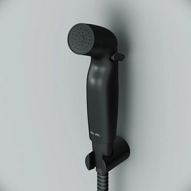 Гигиенический душ (лейка) АM.PM F0202022 со шлангом и держателем, черный матовый