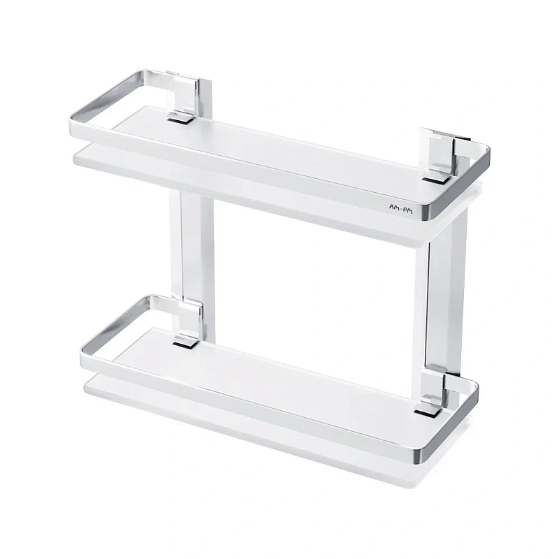 Полка в ванную AM.PM Sense L A7455200 двухъярусная, серебристый металл, стекло