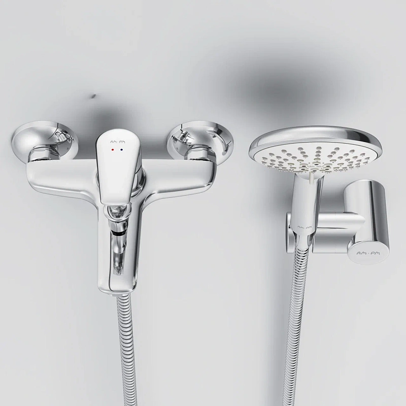 Смеситель для ванны и душа AM.PM Joy F85E15000 душевая лейка, шланг 1750, хром