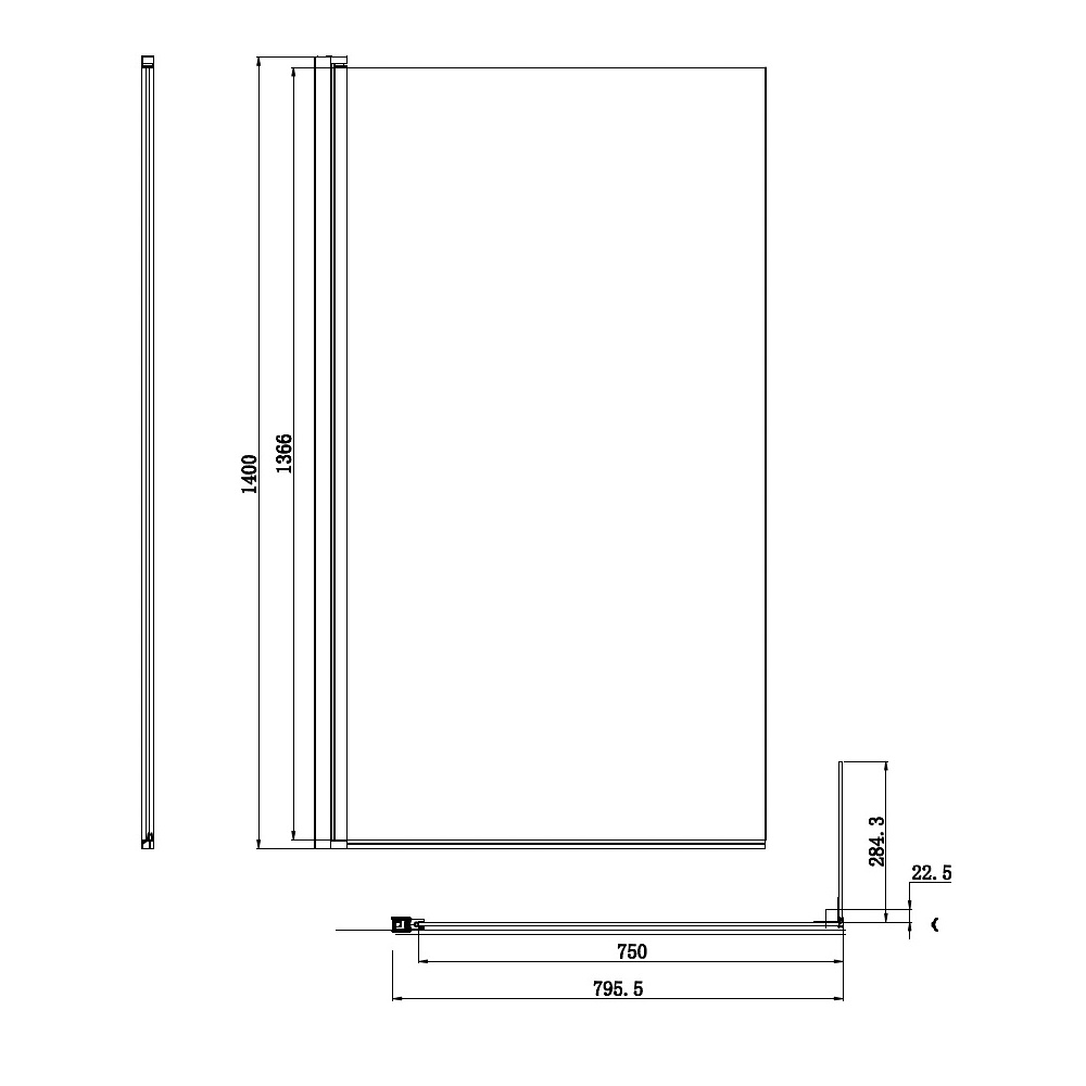 Душевая шторка на ванну 80х140 см Skyline DX35WBS-D080-140MT,
