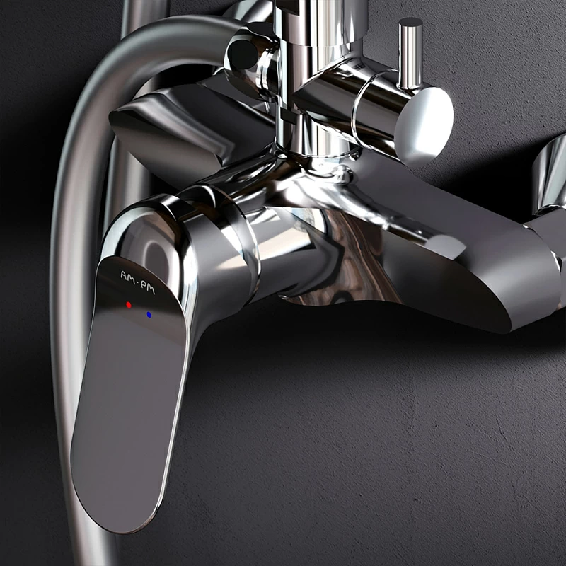 Душевая система AM.PM Sunny F0785C800 стойка с тропическим душем, смесителем, хром