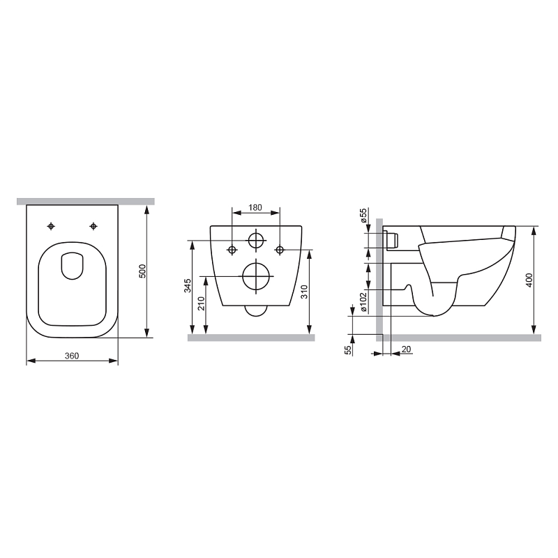 Унитаз подвесной AM.PM Gem C901701SC безободковый с сиденьем микролифт, белый