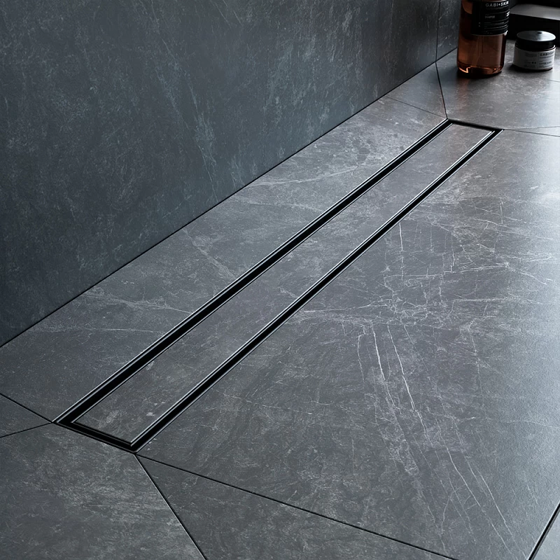 Душевой трап (лоток) 70 AM.PM MasterFlow W01SC-U11-070-04BM комбинированный затвор с черной матовой решеткой под плитку