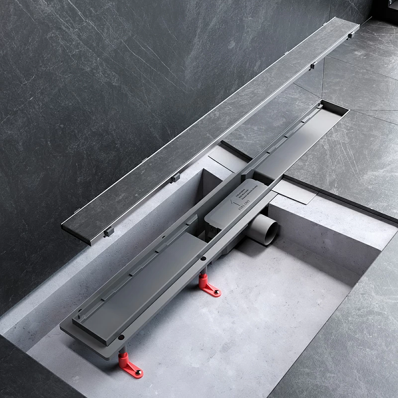 Душевой трап (лоток) 80 AM.PM PrimeFlow W02SC-U11-080-04SB комбинированный затвор со стальной матовой решеткой под плитку